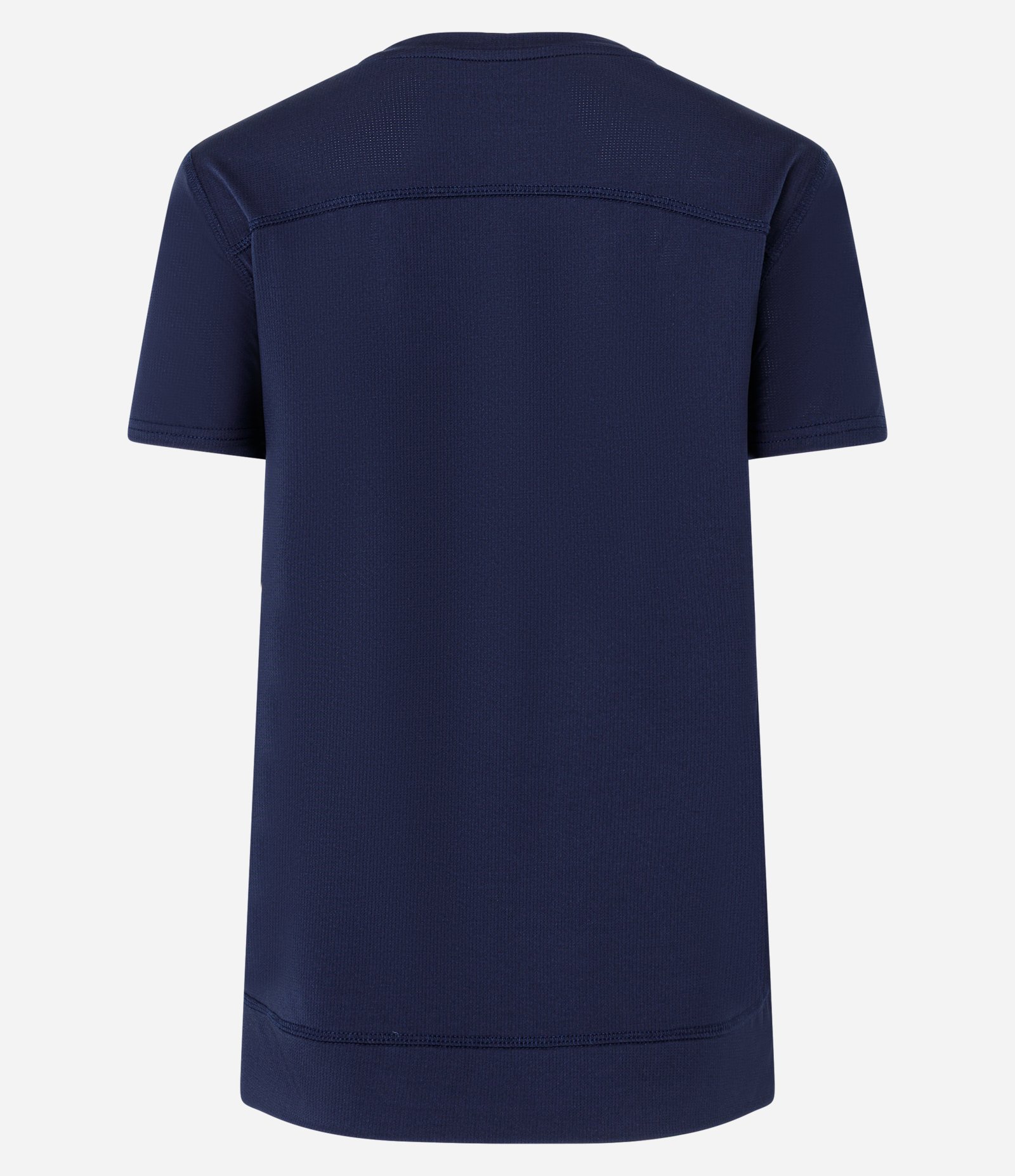 Camiseta Esportiva em Microfibra Furadinha com Barra Mullet Azul Escuro 3
