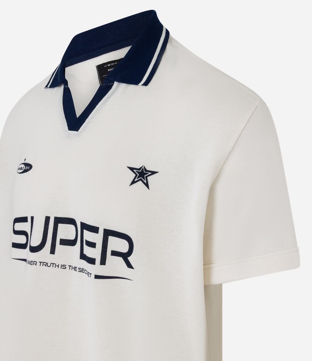 Camisa Polo Sportcore em Algodão com Estampa Lettering Bege