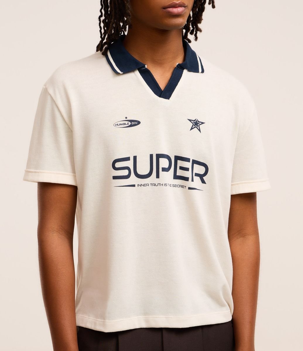 Camisa Polo Sportcore em Algodão com Estampa Lettering Bege