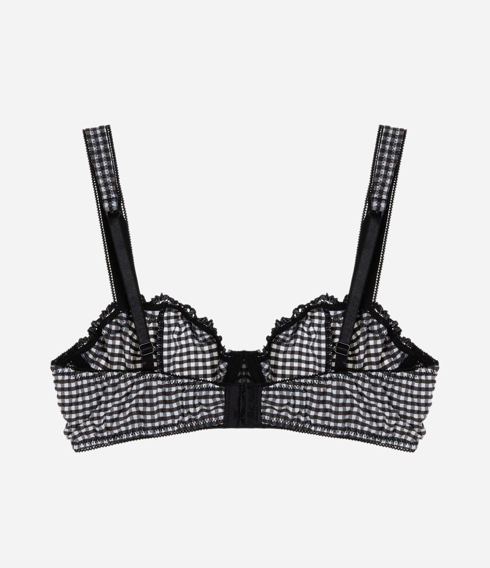 Sutiã Base Sem Bojo Com Aro e Estampa Xadrez Vichy Preto/Branco 4
