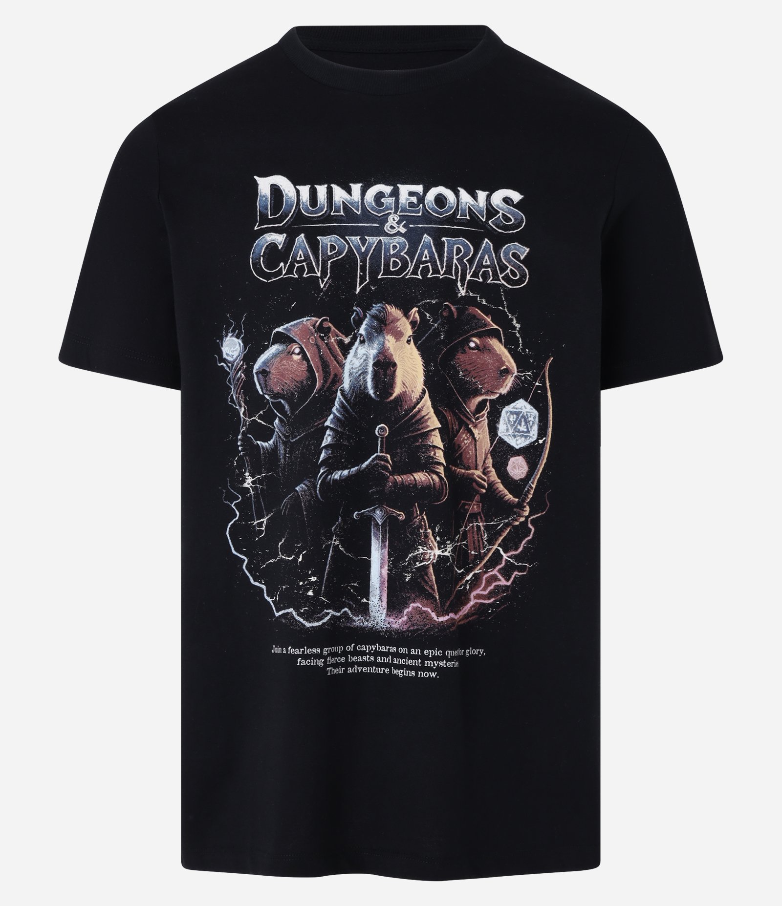 Camiseta Regular em Algodão com Estampa Capivaras RPG Cinza 4