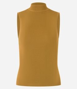 Blusa em Tricô com Golinha e Textura Canelada