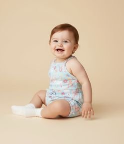 Macaquinho Infantil com Estampa Dinos e Unicórnios - Tam 0 a 18 meses