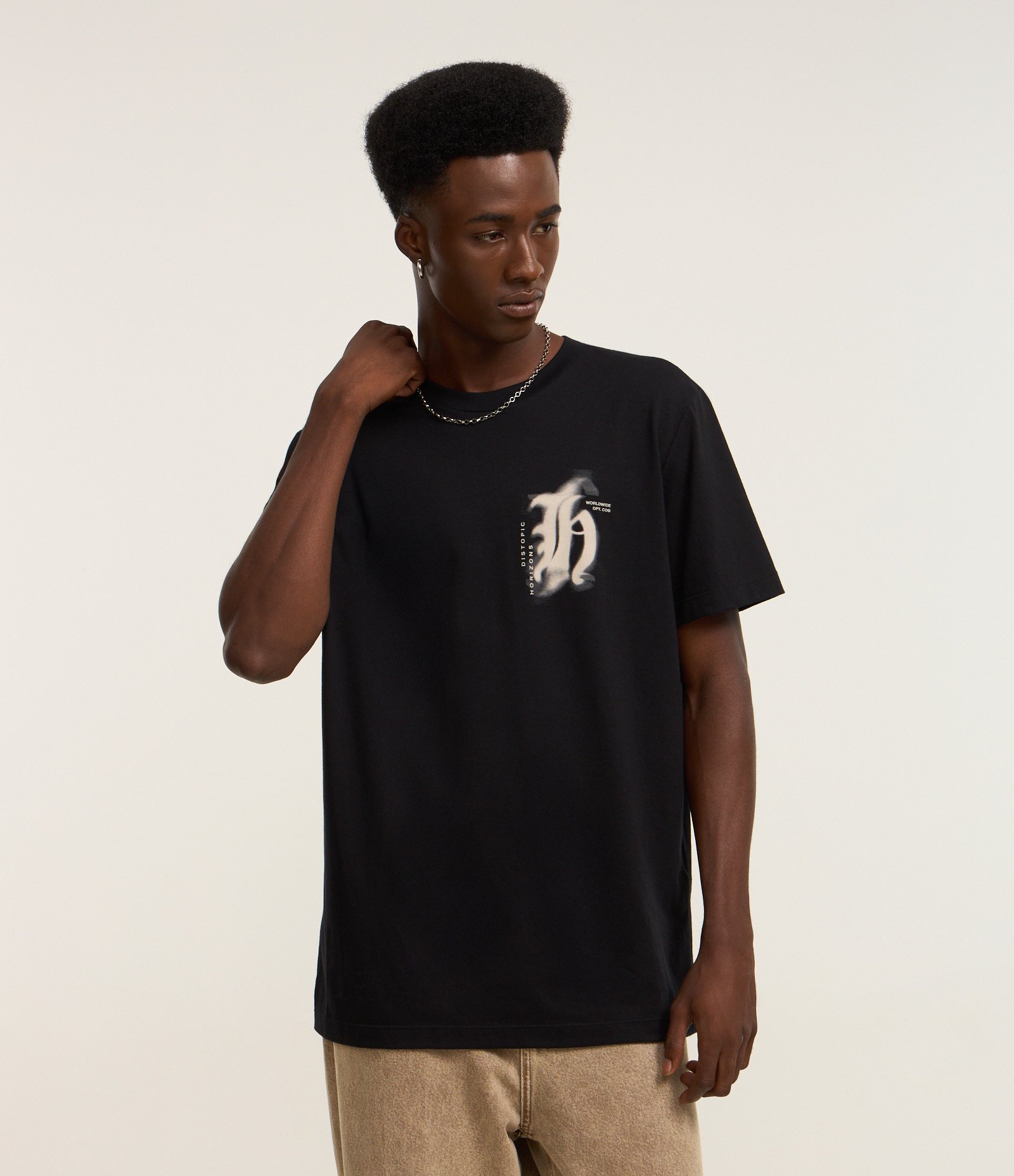 Camiseta Comfort em Algodão com Estampa Lettering Cinza 1