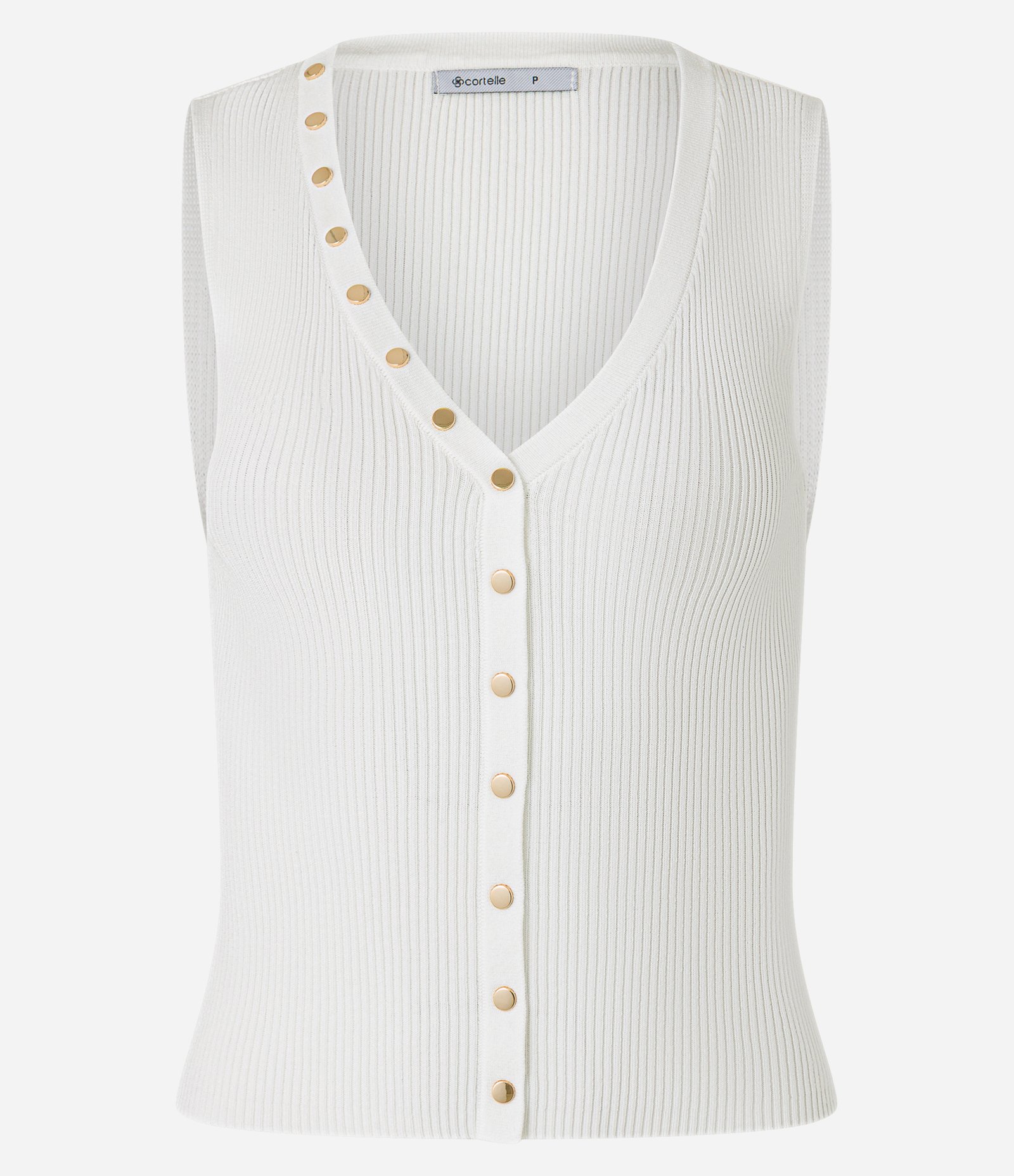 Blusa Canelada em Tricô com Tachas Metalizadas Off White 5