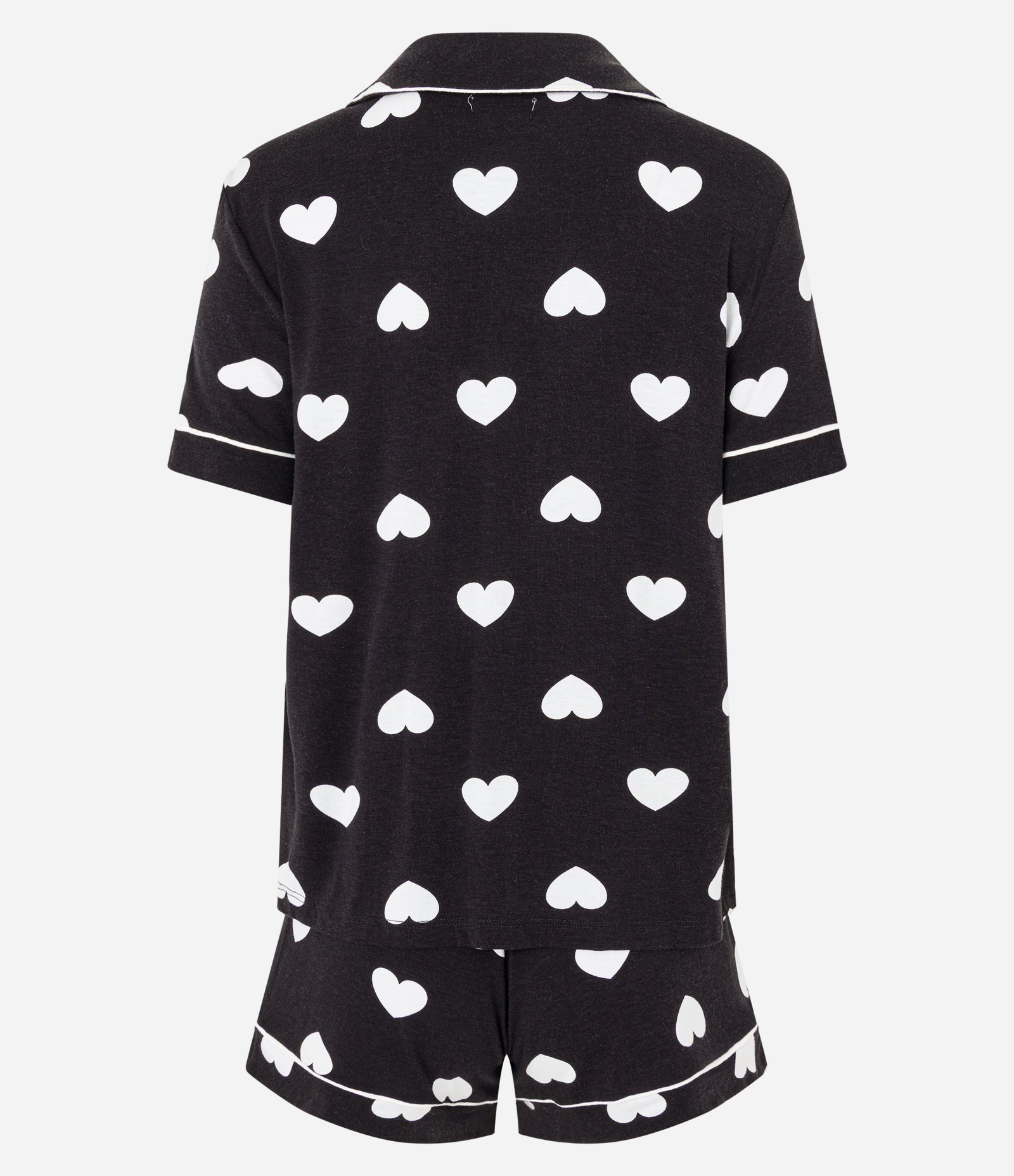 Pijama Short Doll em VIscolycra com Estampa Coração Preto 6