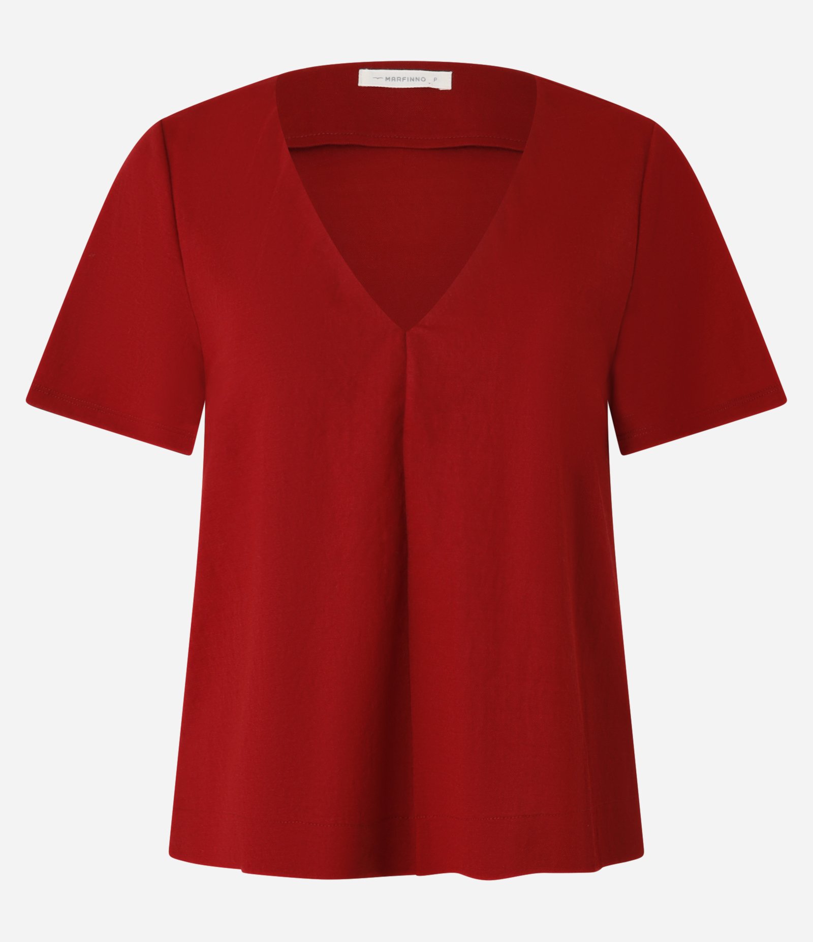 Blusa em Piquet com Decote V e Prega Vermelho 1