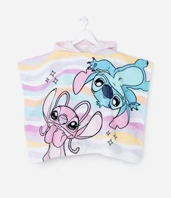 Poncho Infantil Atoalhado Estampa Angel e Stitch- Tam Único