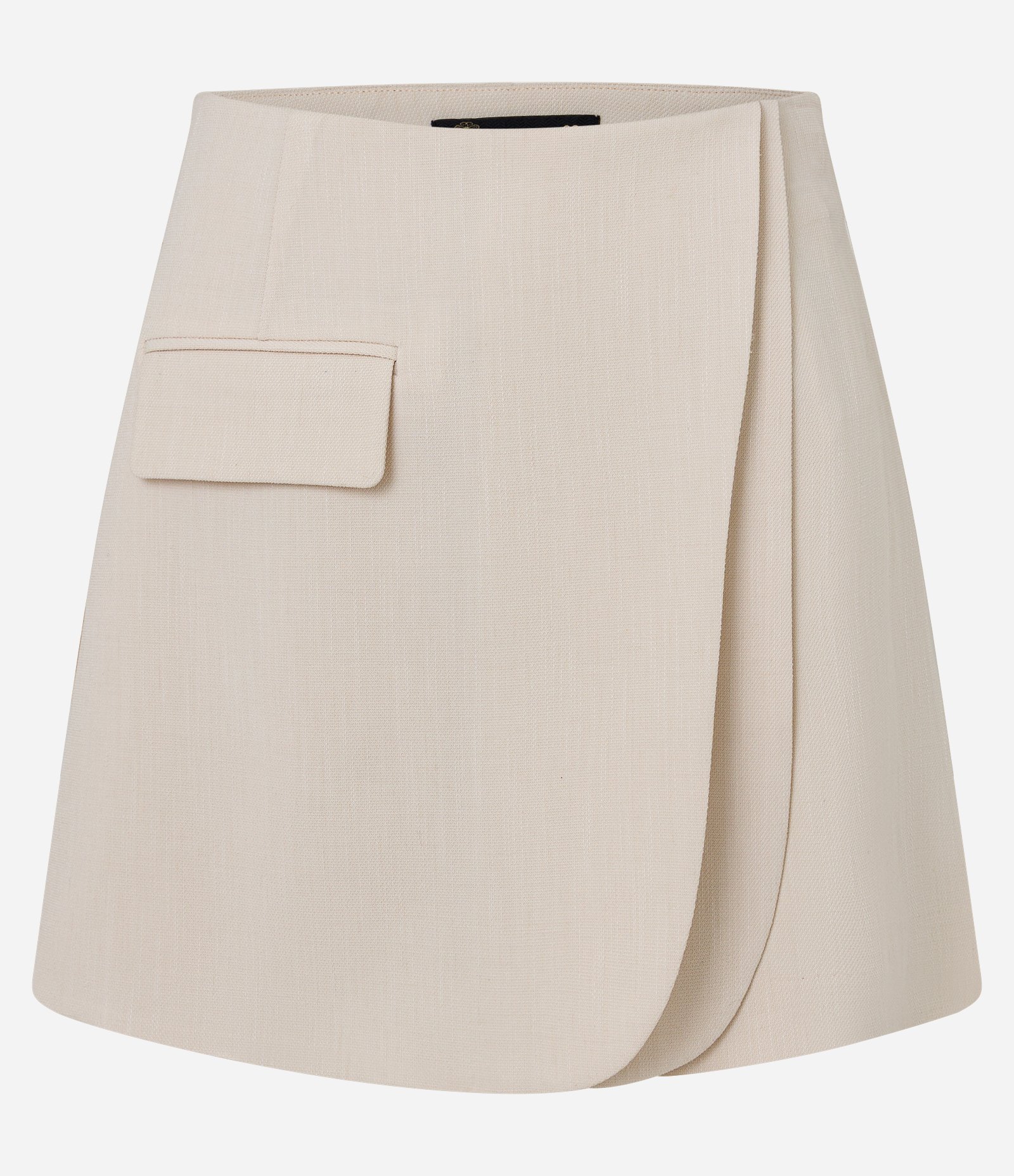 Short Saia Alfaiatado com Textura Maquinetada e Detalhe Camadas Bege 6