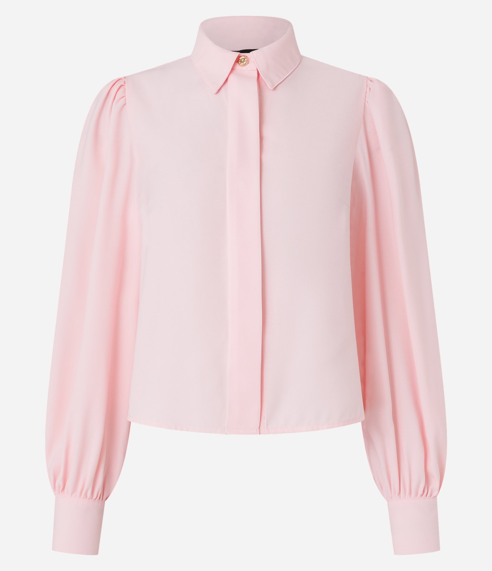 Camisa em Crepe com Botão Diferenciado e Manga Bufante Pêssego 6