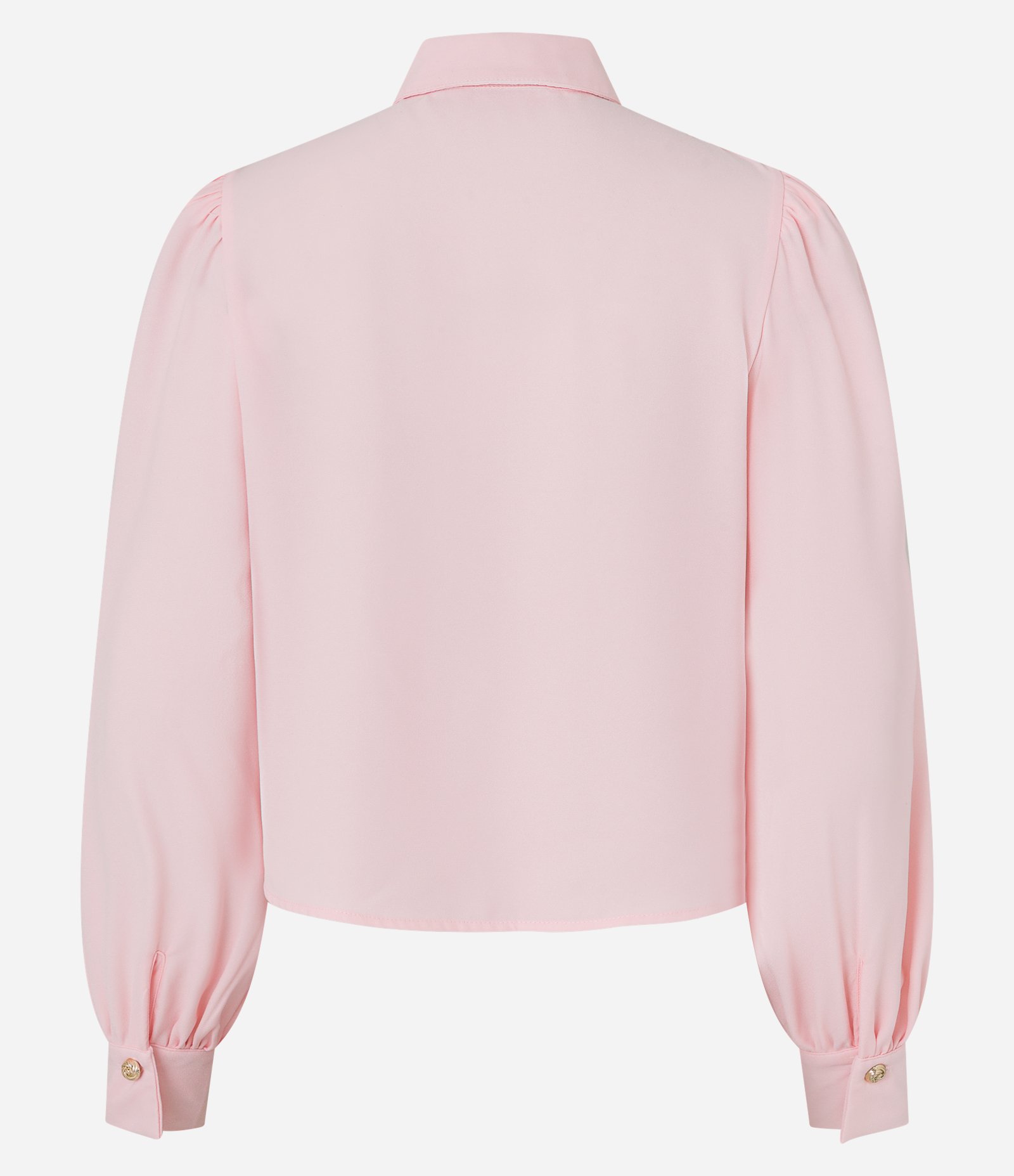 Camisa em Crepe com Botão Diferenciado e Manga Bufante Pêssego 7