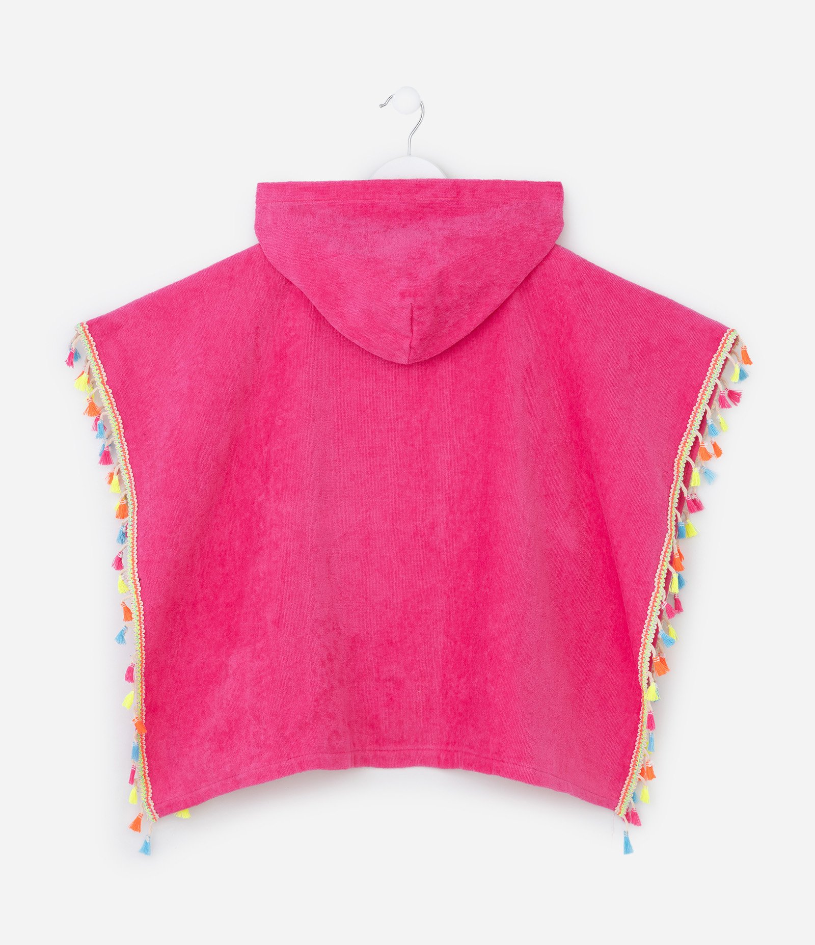 Poncho Infantil Atoalhado com Mini Tasseis - Tam Único Rosa 2