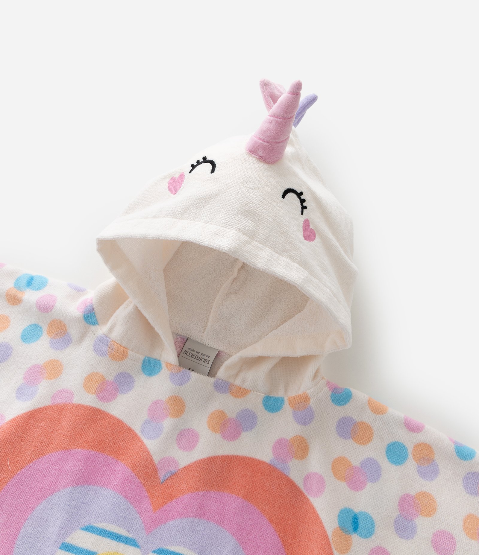 Poncho Infantil Atoalhado com Capuz e Estampa de Unicórnio - Tam U Multicores 4