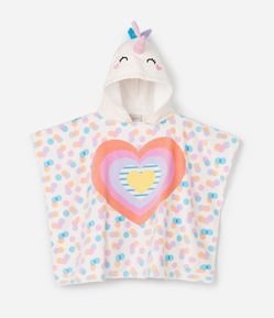 Poncho Infantil Atoalhado com Capuz e Estampa de Unicórnio - Tam U