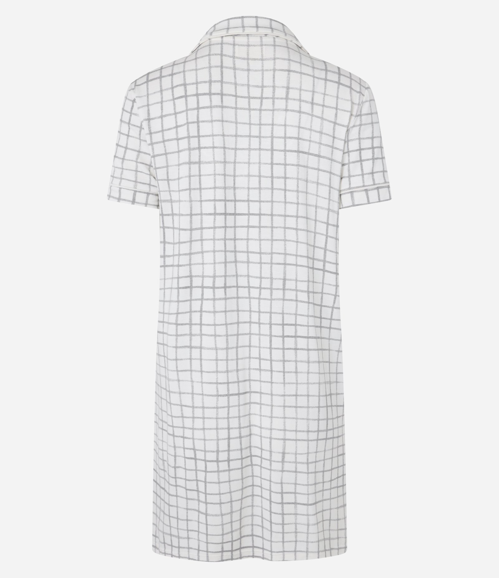 Camisola Americana em Viscose Estampa Xadrez Grid Branco 4