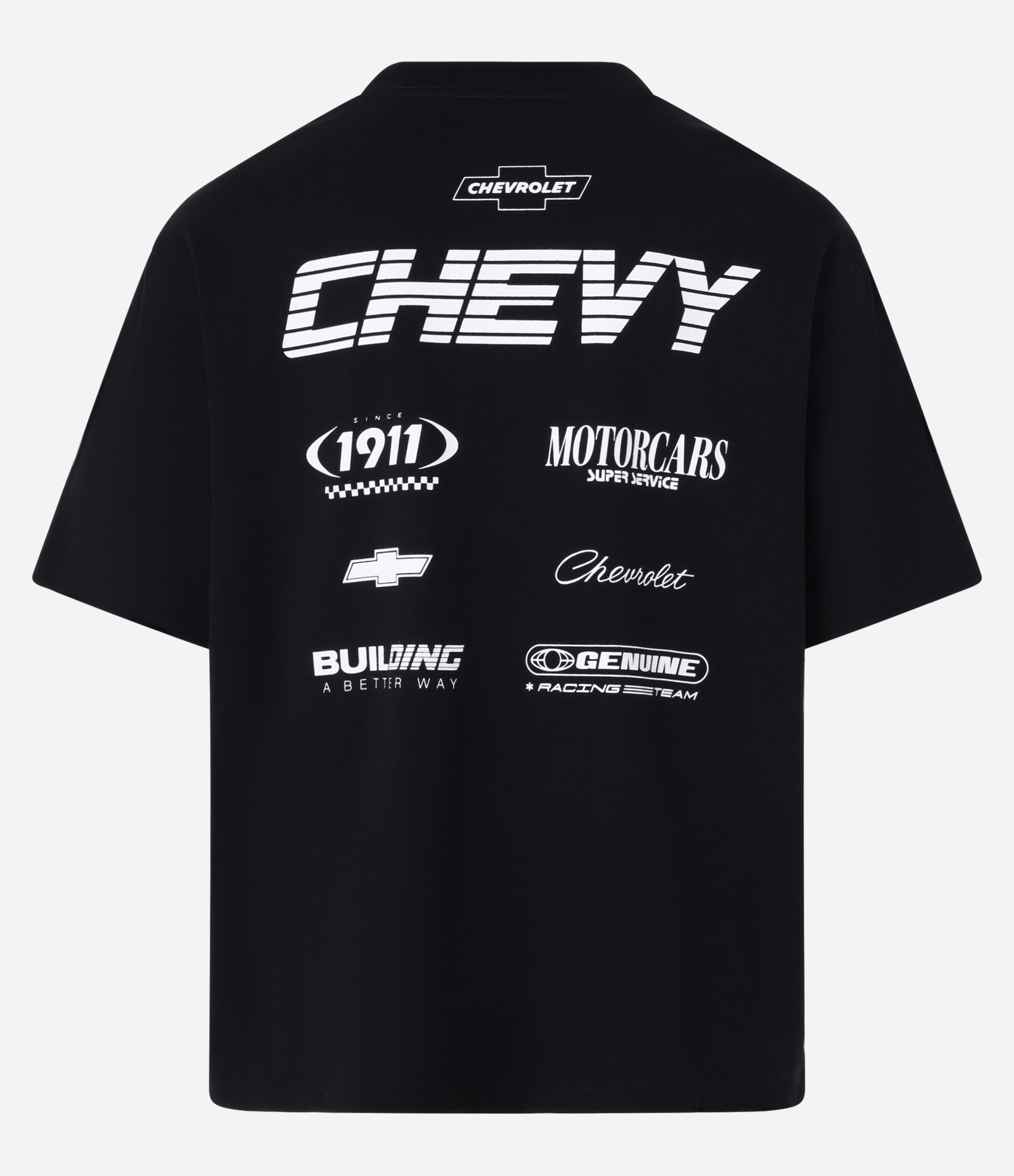 Camiseta Boxy em Malhão com Estampa Chevrolet Preto 8