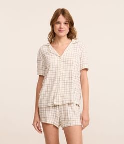 Pijama ShortDoll Americano Estampa Xadrez Grid