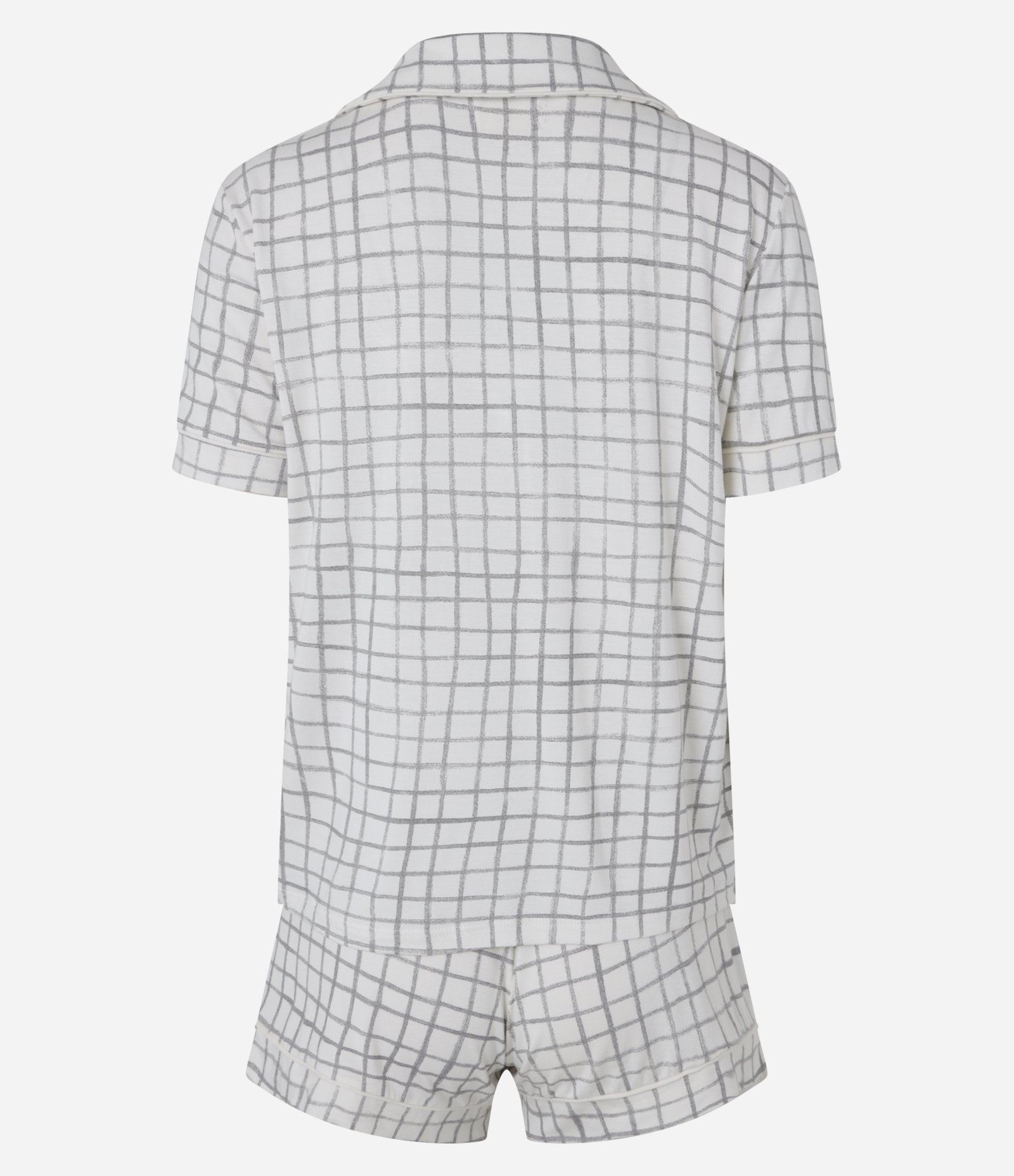 Pijama ShortDoll Americano Estampa Xadrez Grid Branco 6