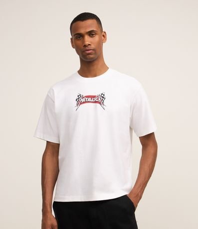 Camiseta Boxy em Algodão com Estampa Metallica Menor preço em Camiseta Boxy em Algodão com Estampa Metallica