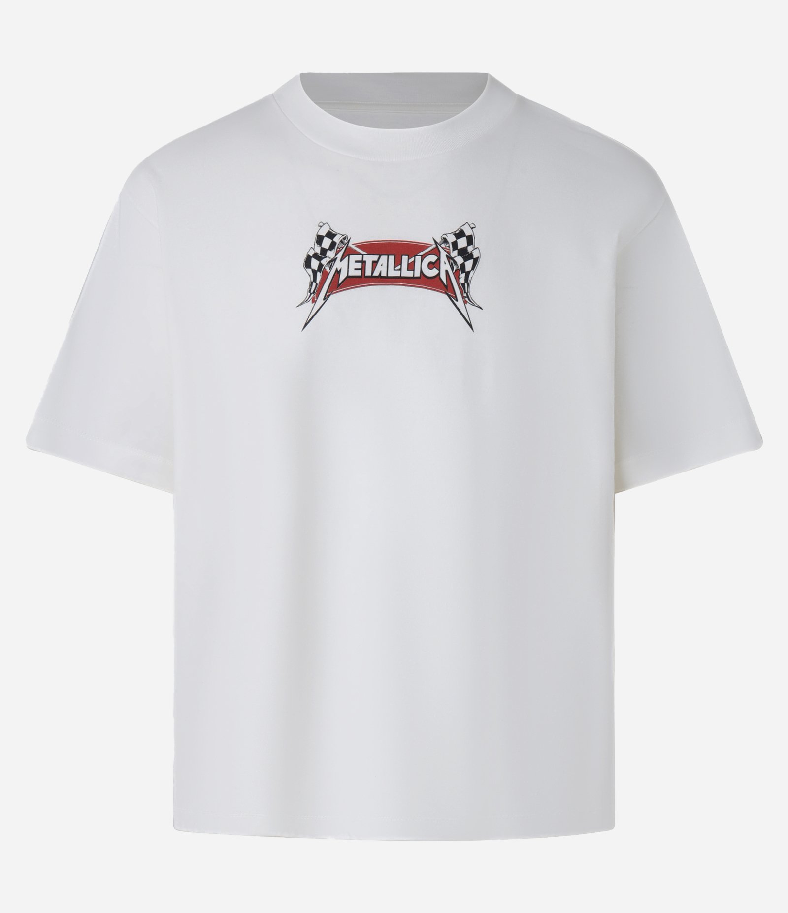 Camiseta Boxy em Algodão com Estampa Metallica Branco 5