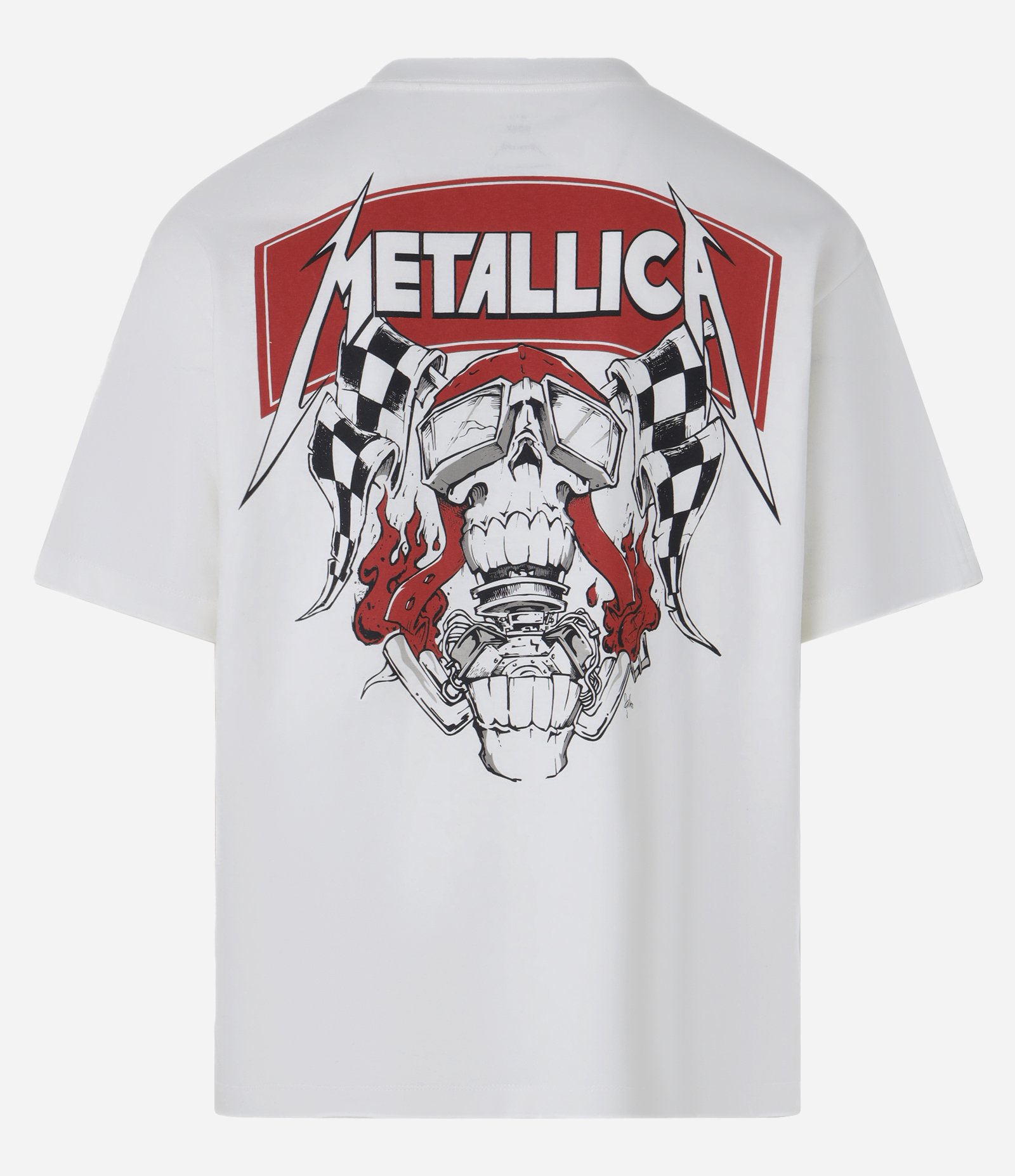 Camiseta Boxy em Algodão com Estampa Metallica Branco 6