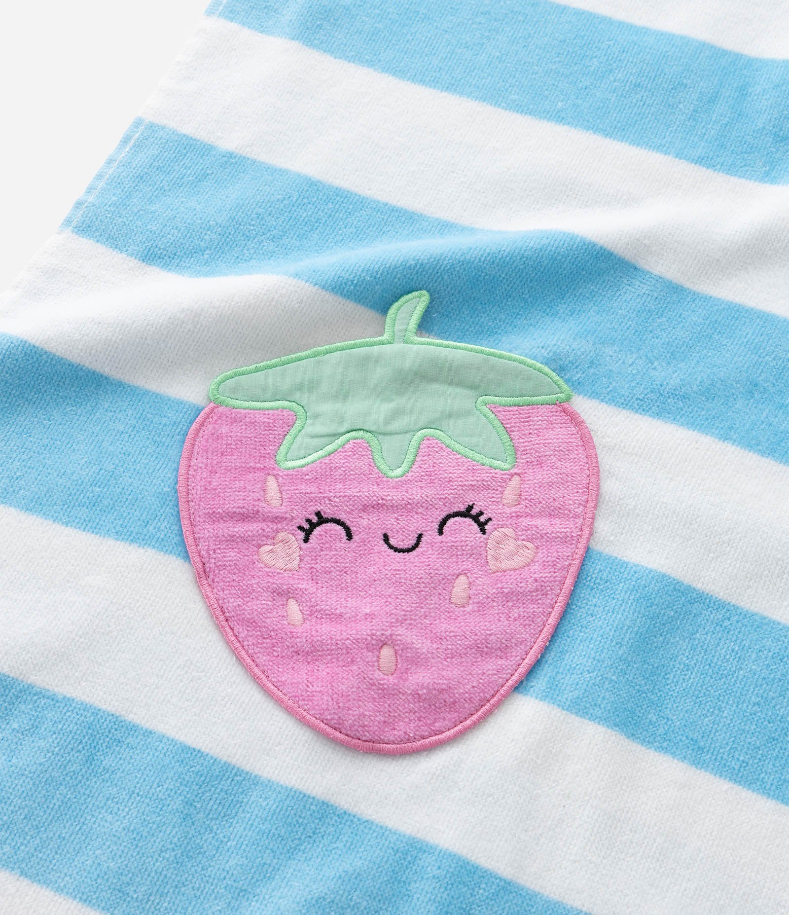 Poncho Infantil Atoalhado com Bolsos Morango - Tam Único Azul/Branco 7