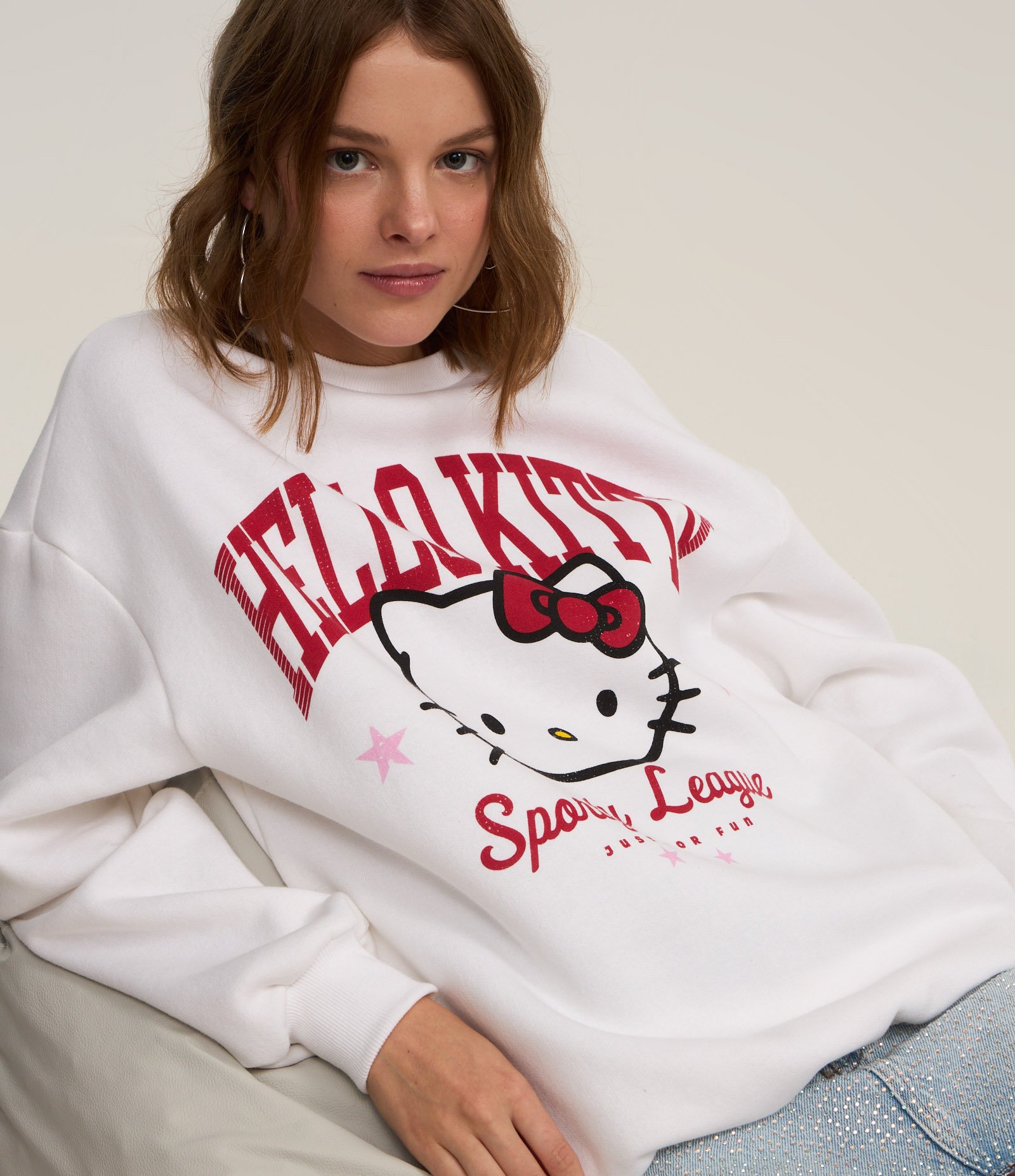 Casaco Quentinho em Moletom com Estampa Hello Kitty Sporty League Off White 3