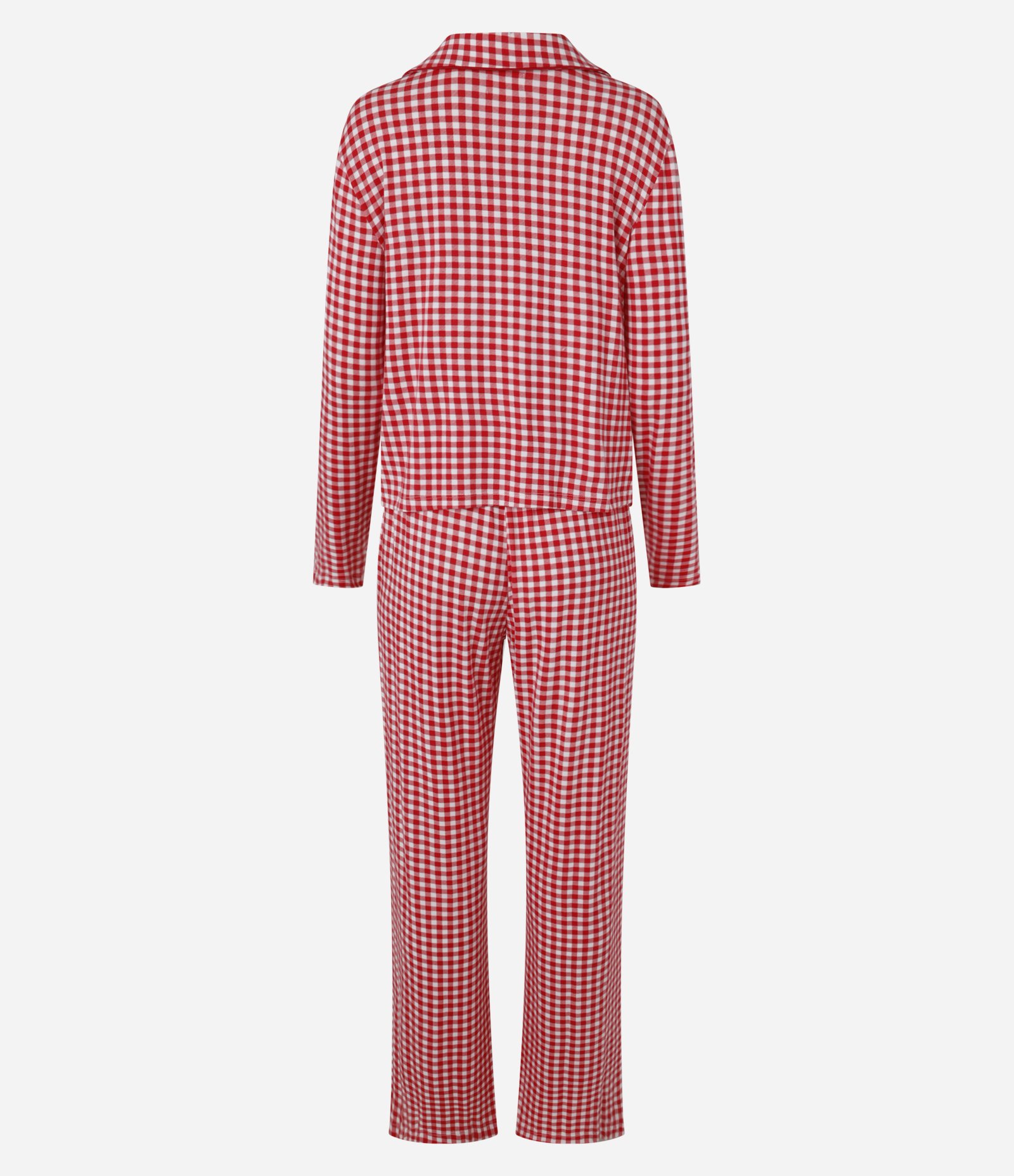 Pijama Americano Longo em Viscose Estampada Xadrez Vichy Vermelho 5