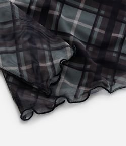 Blusa em Tule com Estampa Xadrez Curve & Plus Size