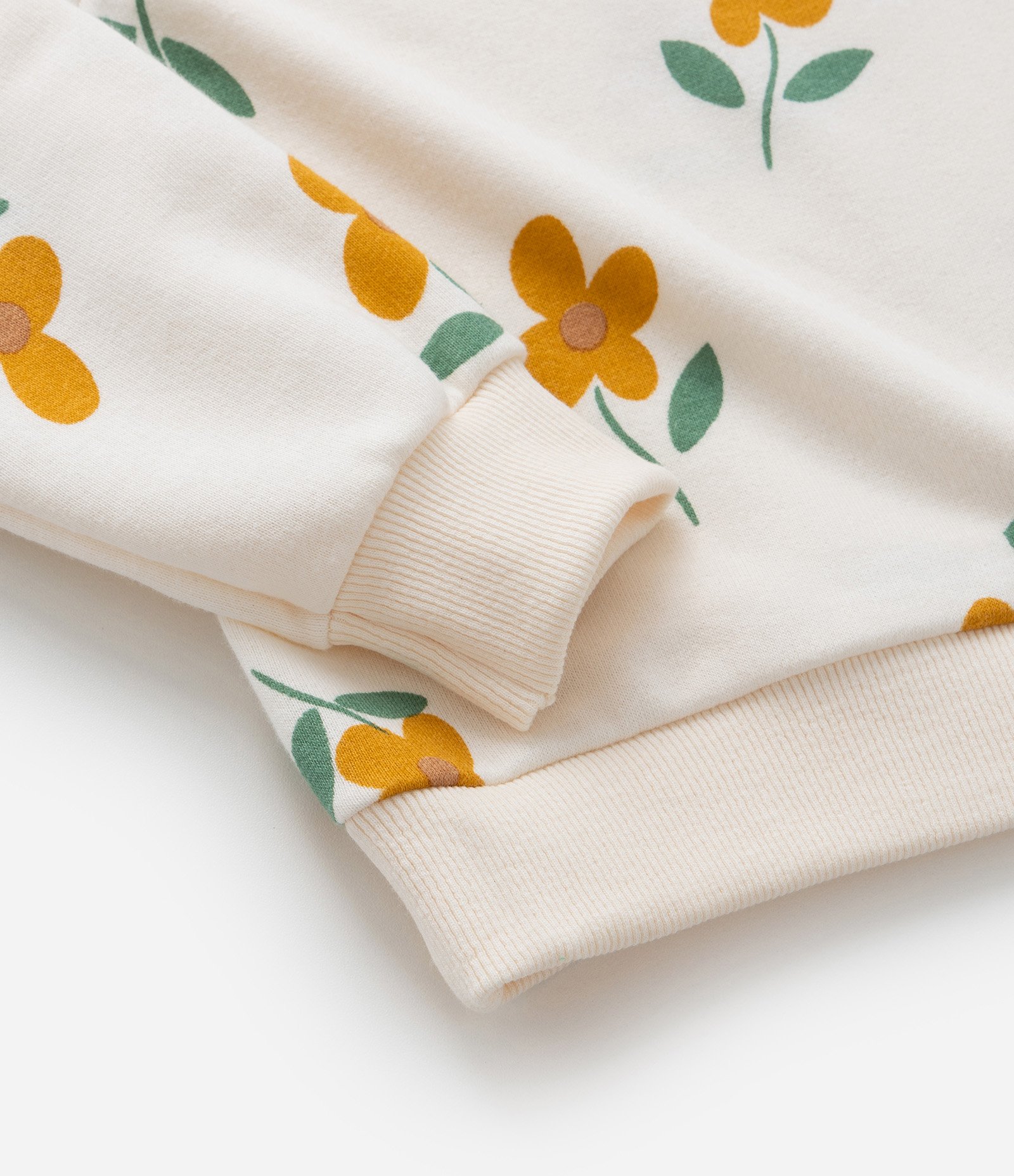 Conjunto Infantil Canelado com Estampa Florzinhas - Tam 1 a 6 Anos Bege 8