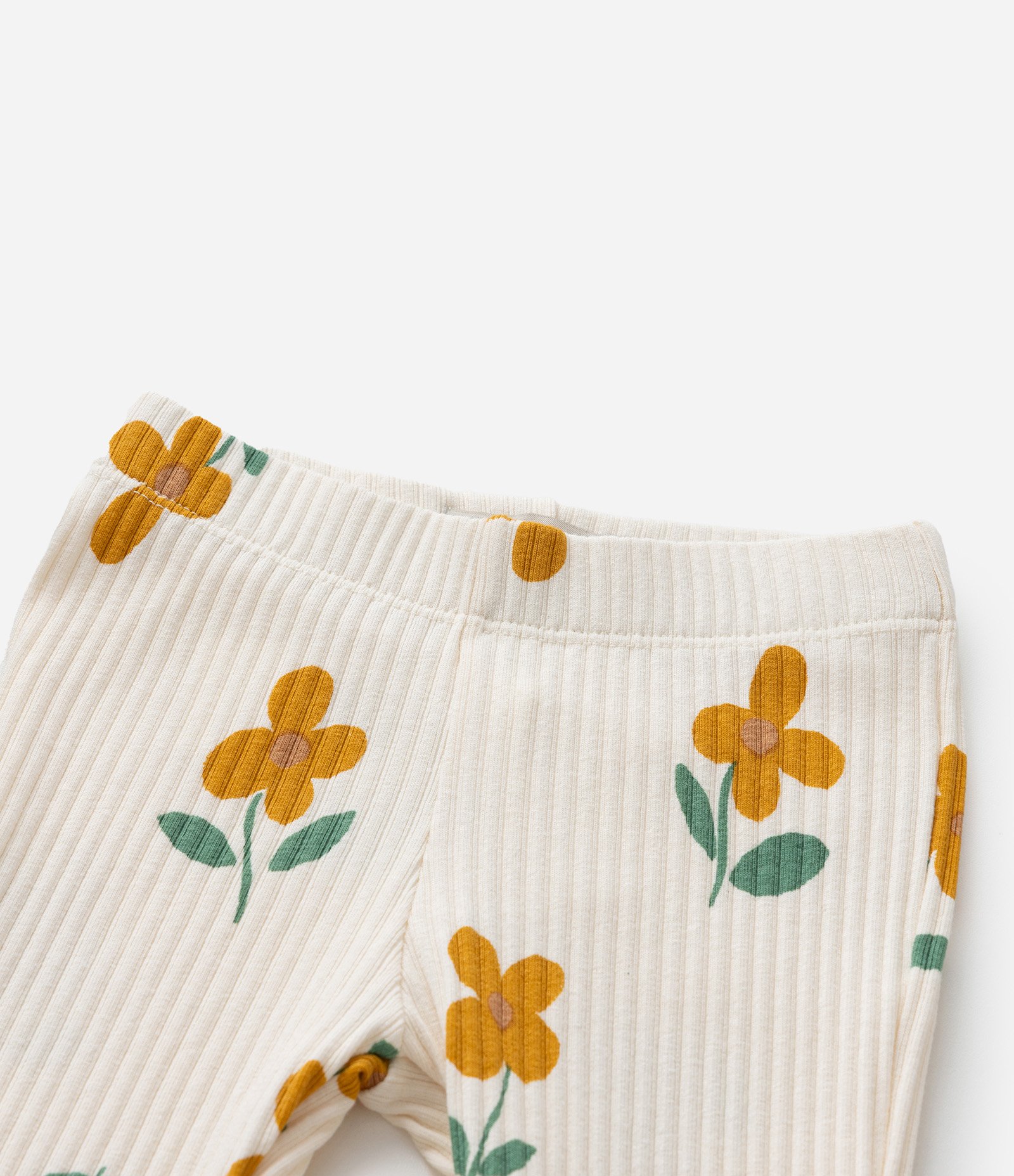 Conjunto Infantil Canelado com Estampa Florzinhas - Tam 1 a 6 Anos Bege 9