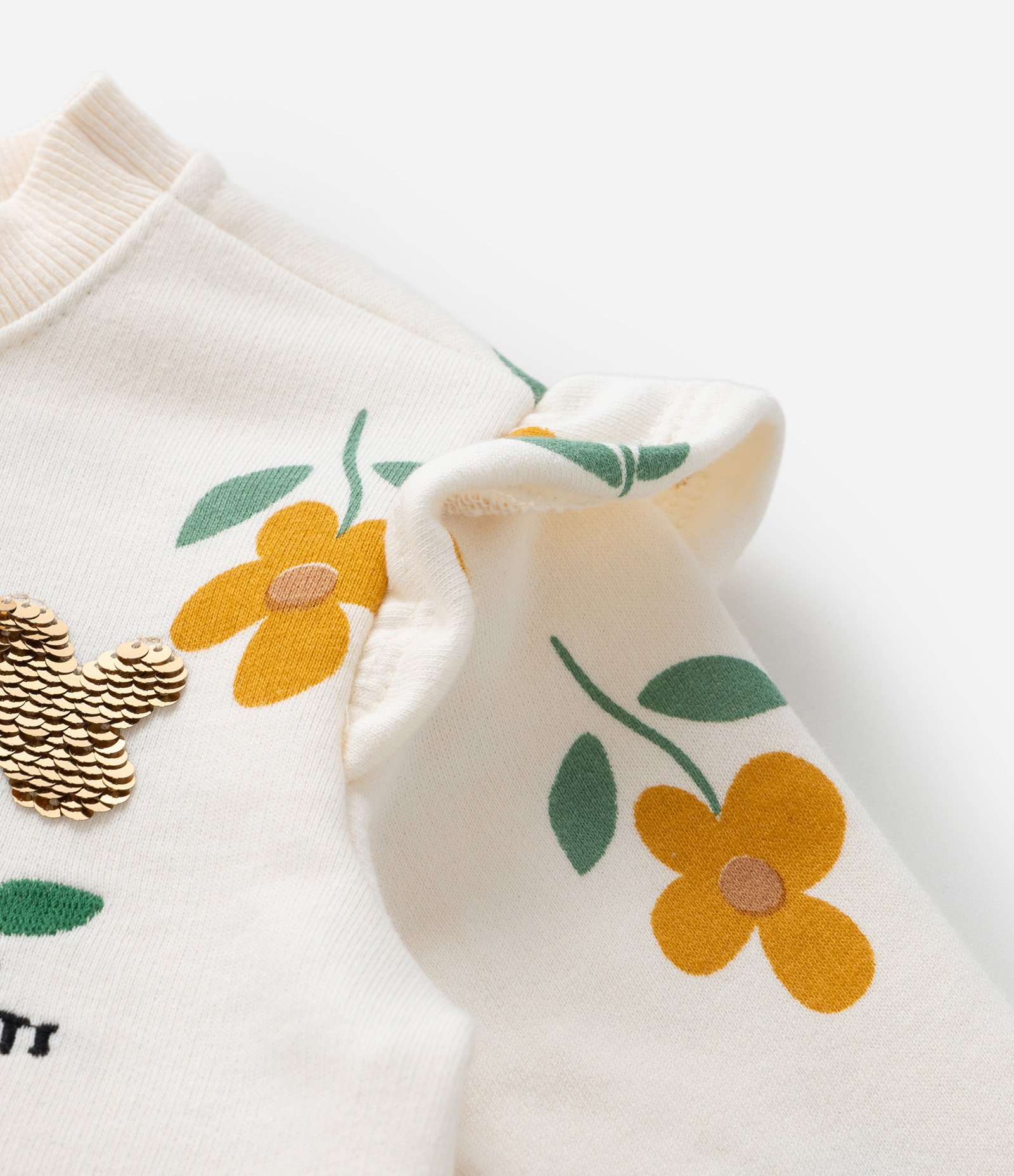 Conjunto Infantil Canelado com Estampa Florzinhas - Tam 1 a 6 Anos Bege 11