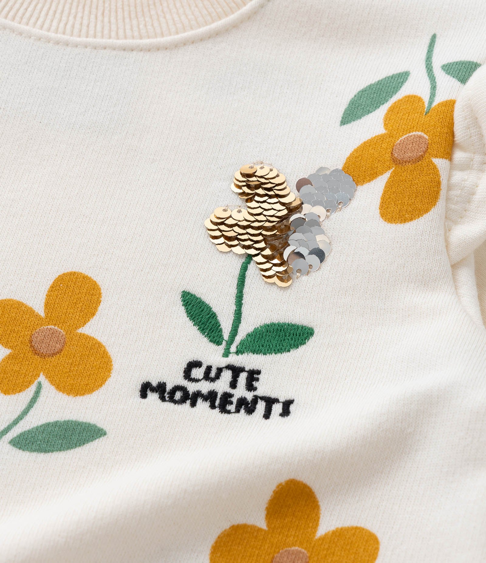 Conjunto Infantil Canelado com Estampa Florzinhas - Tam 1 a 6 Anos Bege 12