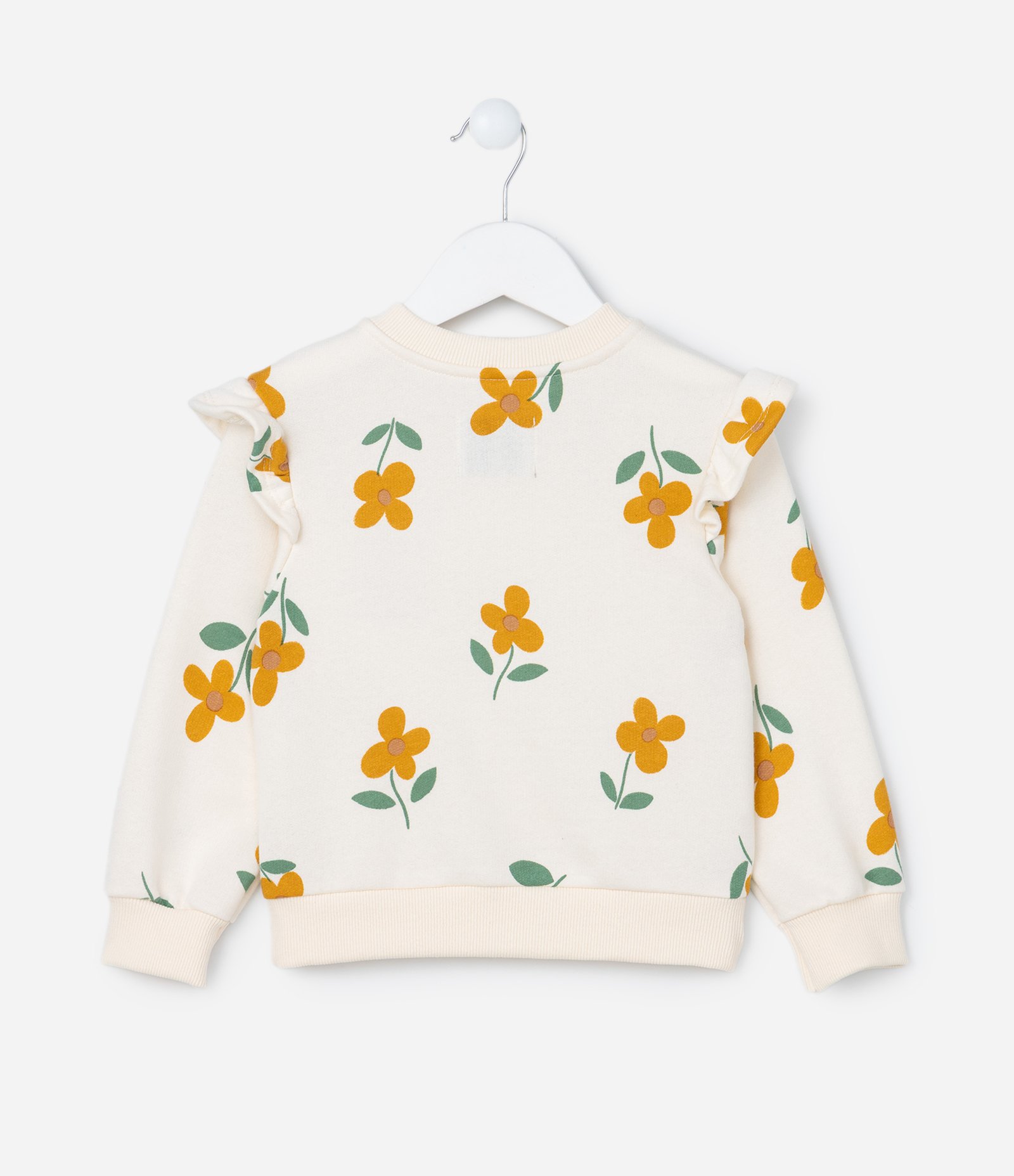 Conjunto Infantil Canelado com Estampa Florzinhas - Tam 1 a 6 Anos Bege 3