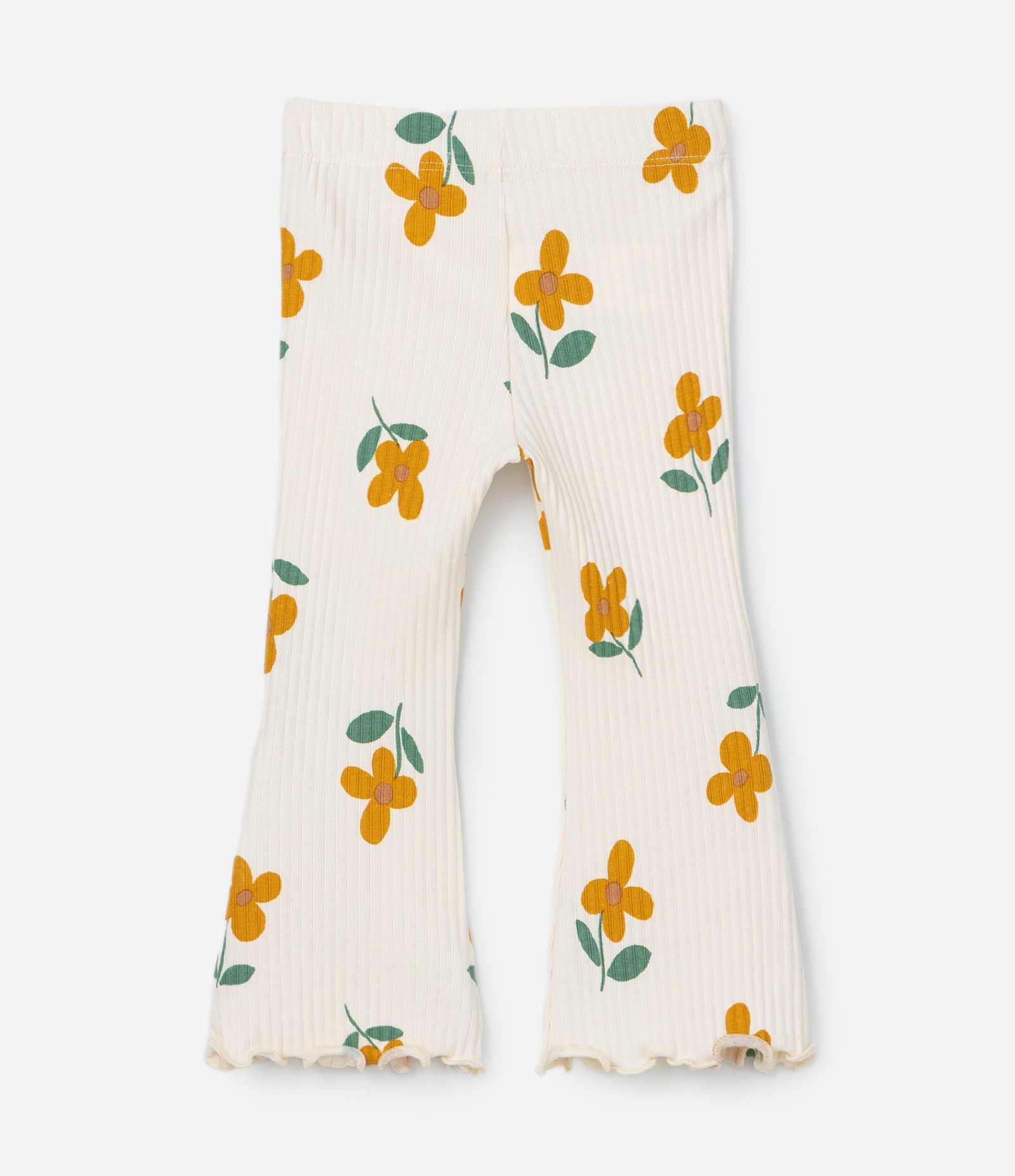 Conjunto Infantil Canelado com Estampa Florzinhas - Tam 1 a 6 Anos Bege 6