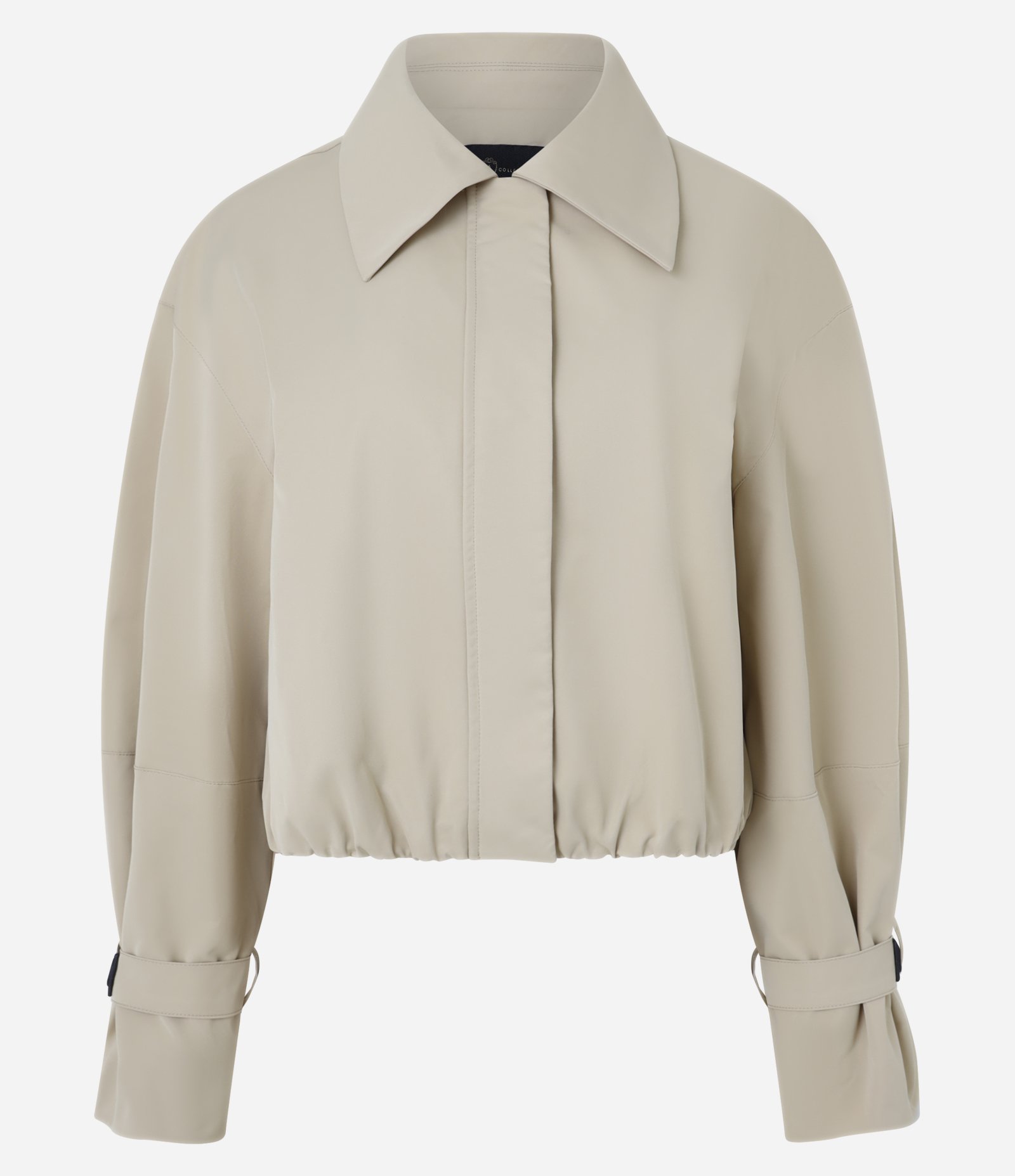 Jaqueta Bomber Cropped em Gabardine com Fivela no Punho Bege 6