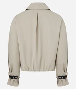 Jaqueta Bomber Cropped em Gabardine com Fivela no Punho