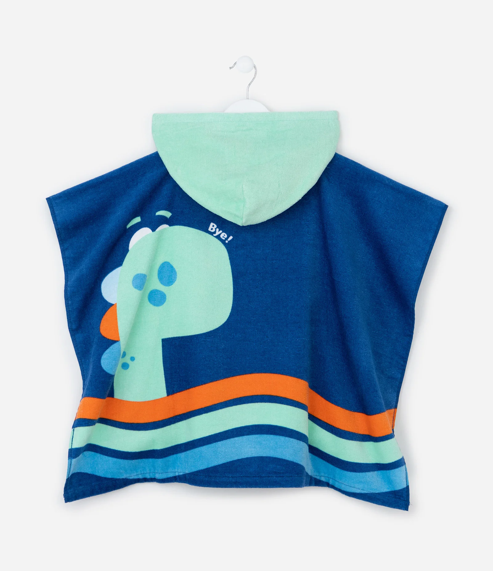 Poncho Infantil Atoalhado com Estampa Dino - Tam Único Azul 2