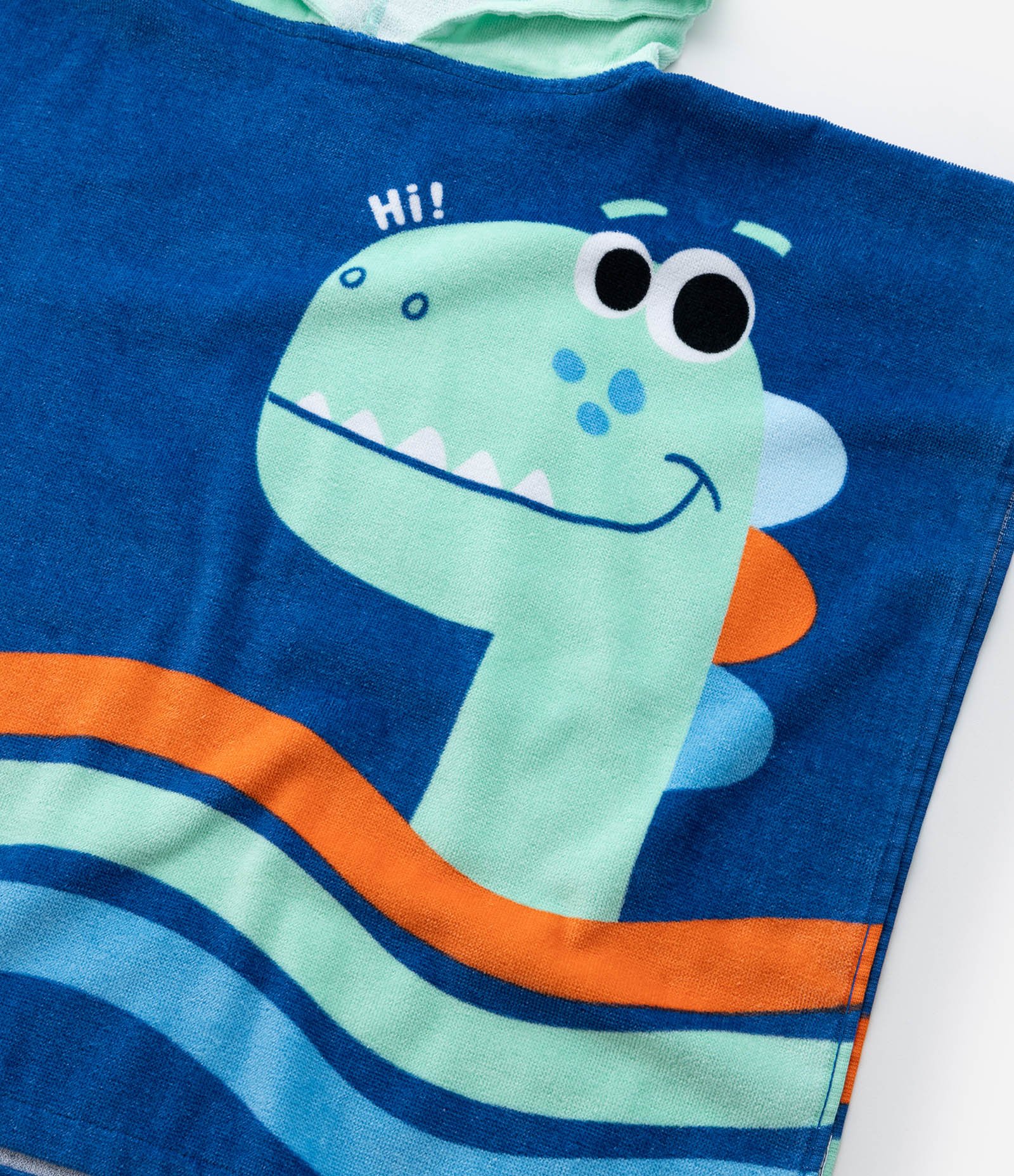 Poncho Infantil Atoalhado com Estampa Dino - Tam Único Azul 5