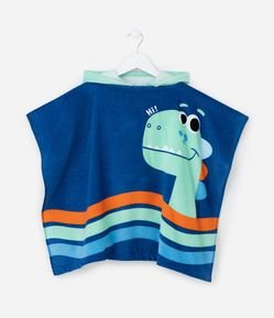 Poncho Infantil Atoalhado com Estampa Dino - Tam Único