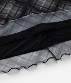 Saia Midi em Tule com Estampa Xadrez Curve & Plus Size