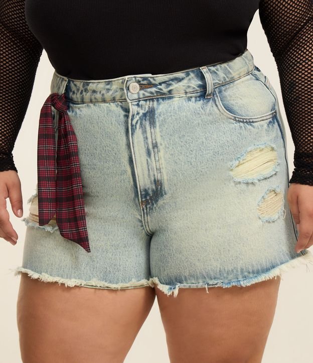 Short Boyfriend Jeans com Puído e Lencinho Curve & Plus Size