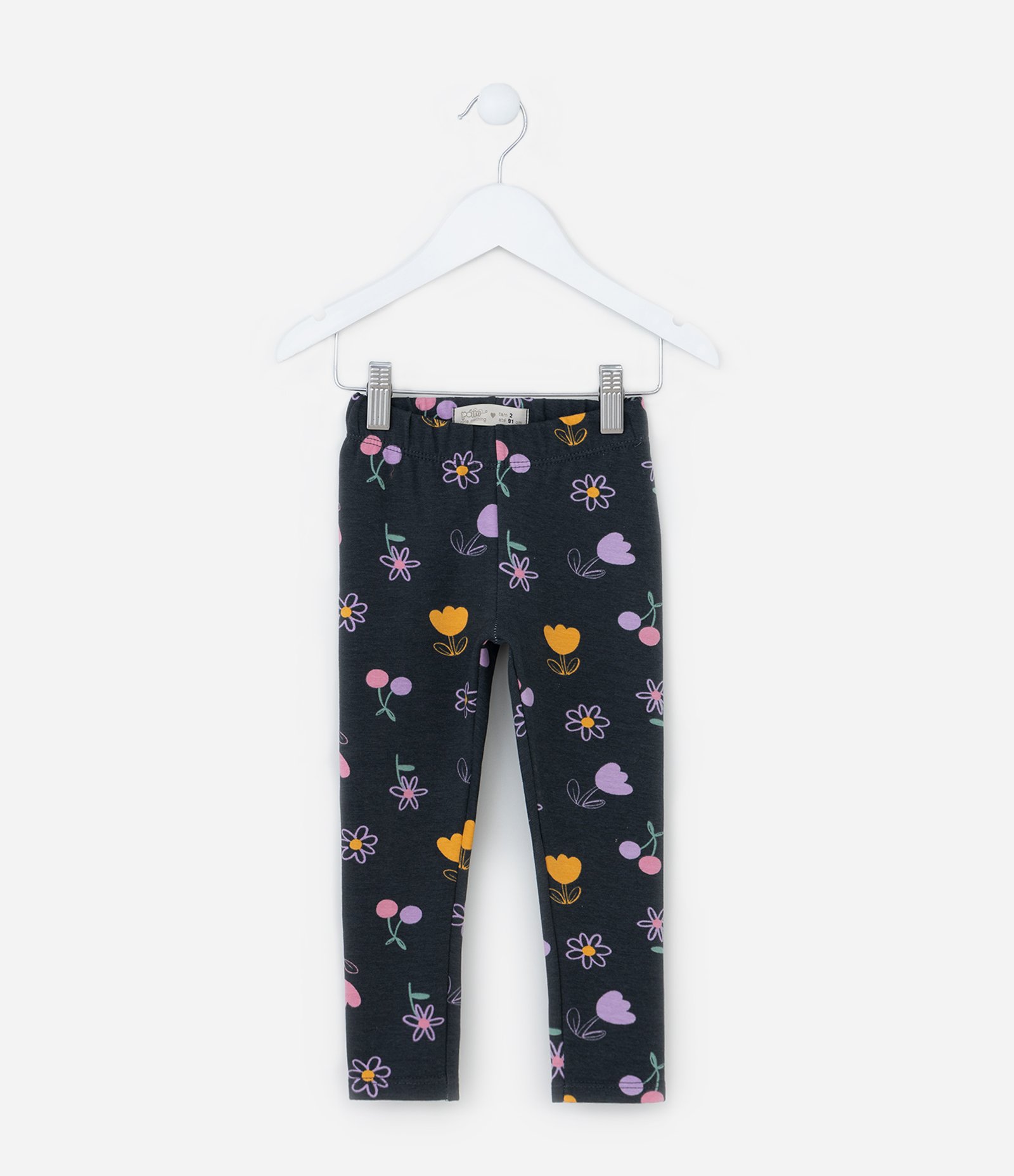 Calça Legging Infantil com Estampa Tulipas - Tam 1 a 6 Anos Cinza 1