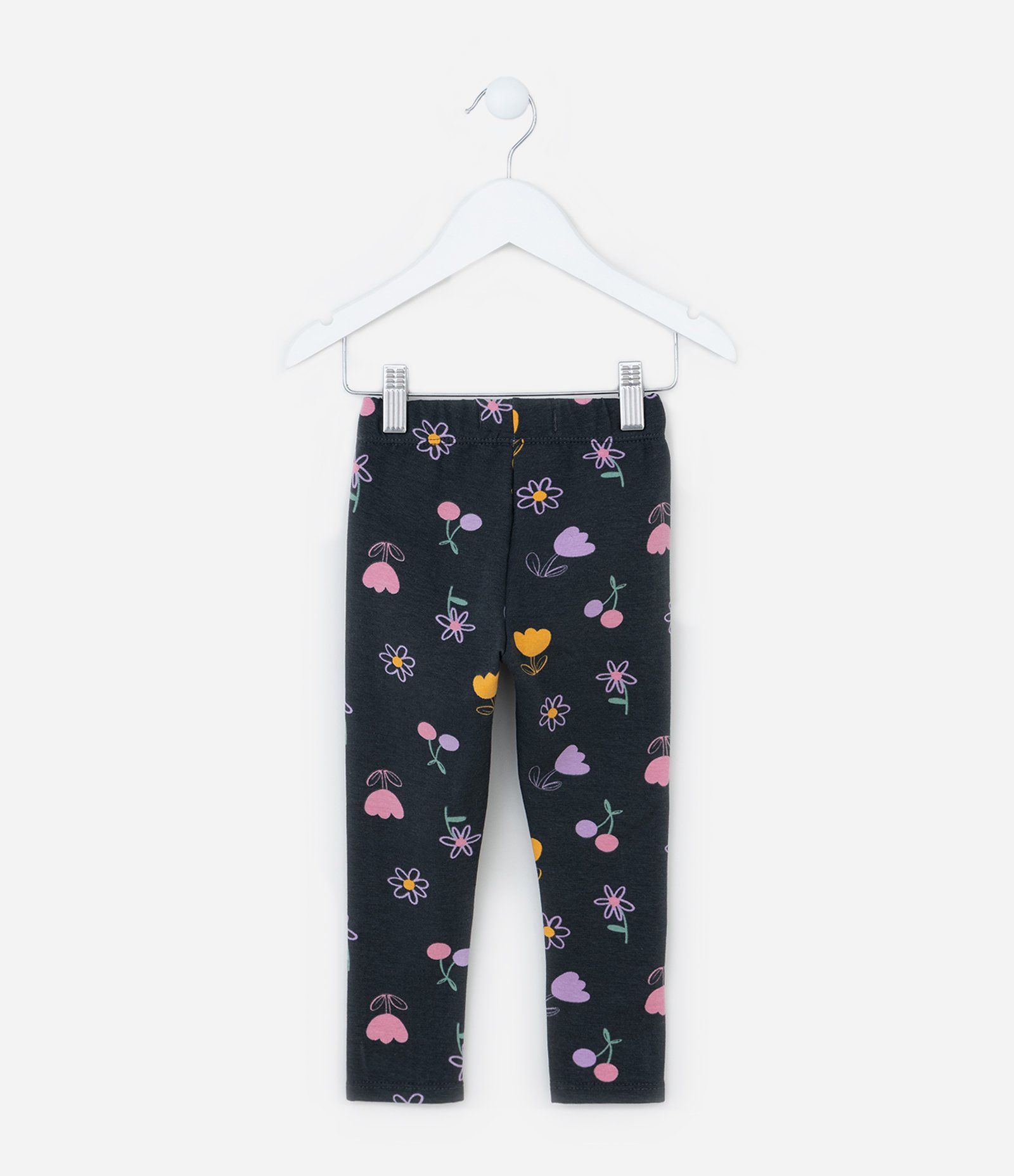 Calça Legging Infantil com Estampa Tulipas - Tam 1 a 6 Anos Cinza 2