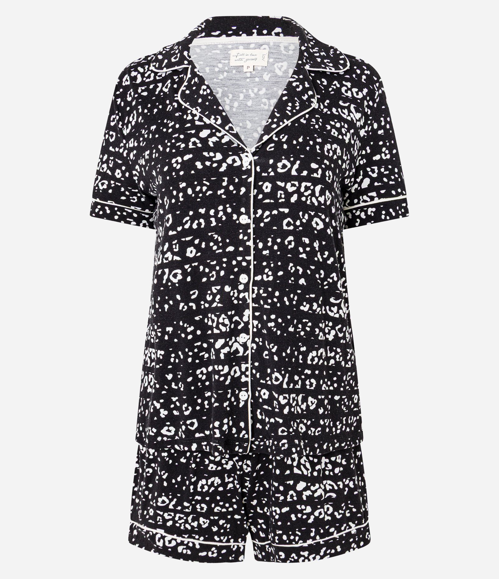 Pijama Americano Short Doll em Viscose com Estampa de Animal Print Listrado Preto 5