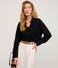 Camisa Viscolinho com Abotoamento Frontal