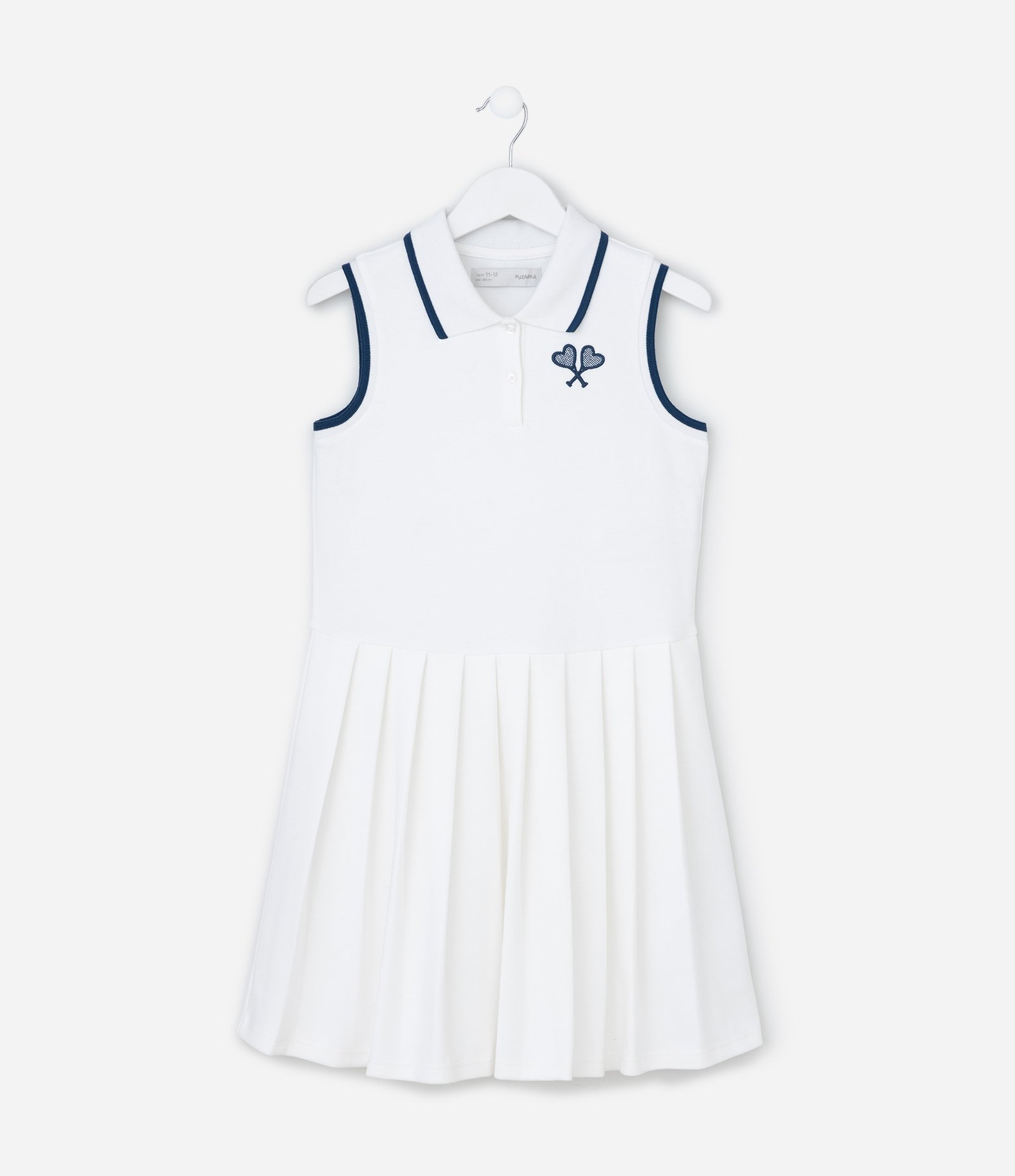 Vestido Infantil Texturizado com Gola Polo - Tam 5 a 14 Anos Branco 2