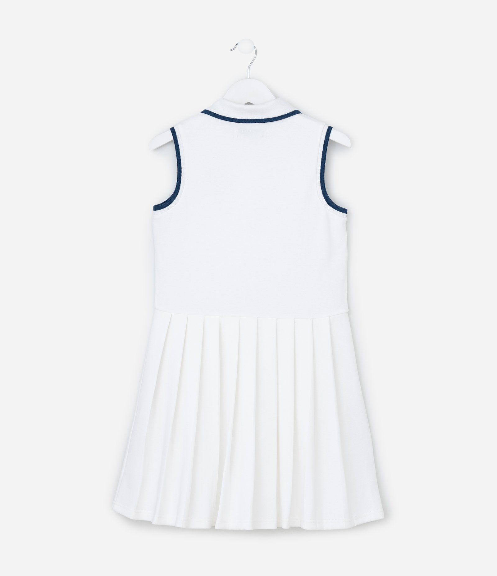 Vestido Infantil Texturizado com Gola Polo - Tam 5 a 14 Anos Branco 3