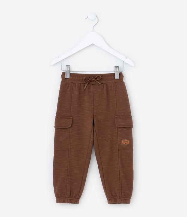 Calça Infantil em Moletom com Bolsos Cargo - Tam 1 a 6 Anos