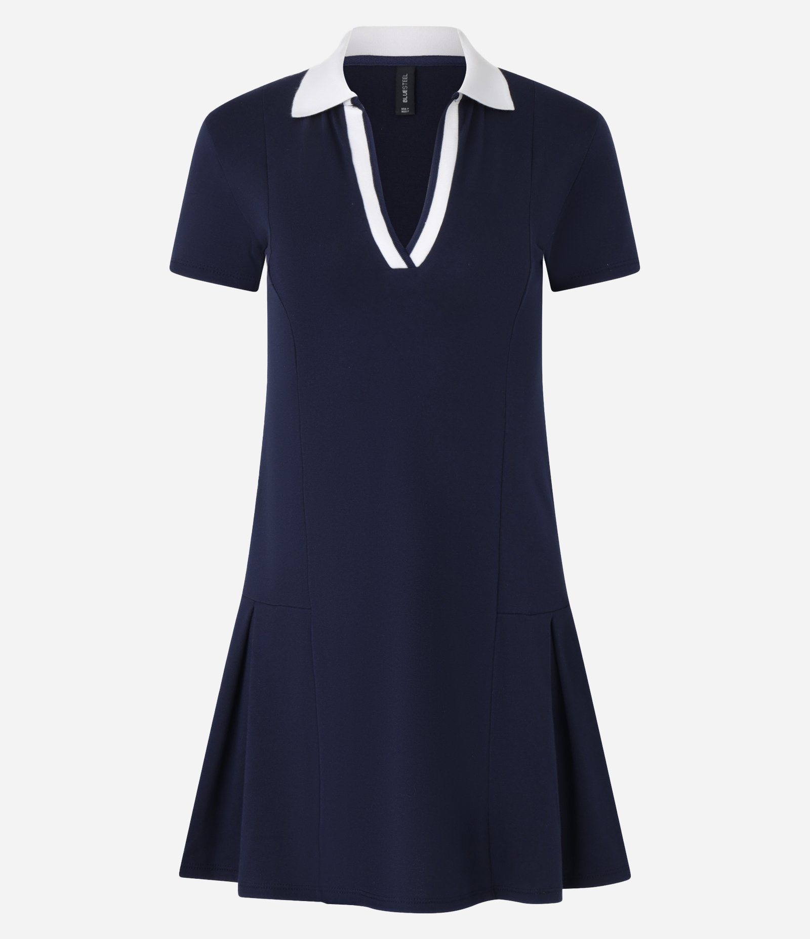 Vestido Curto Sportcore em Ribana com Gola Polo Contrastante Azul 5